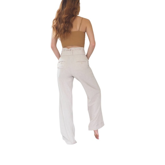 Wide Leg Slacks Flare Leg Belted Trousers Womens Size 4 Waist 28 - Picture 5 of 6